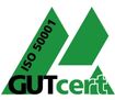 Siegel der GUTcert für ein Energiemanagementsystem, das nach der ISO 50001 zertifiziert ist.
